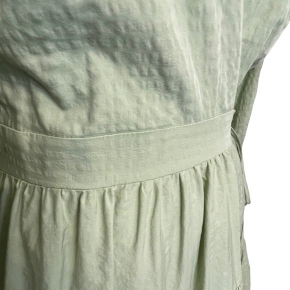 Gianni Bini Spring Sage Green Wrap V Neck Dress Long Sleeve Cotton EUC Large - Picture 4 of 9